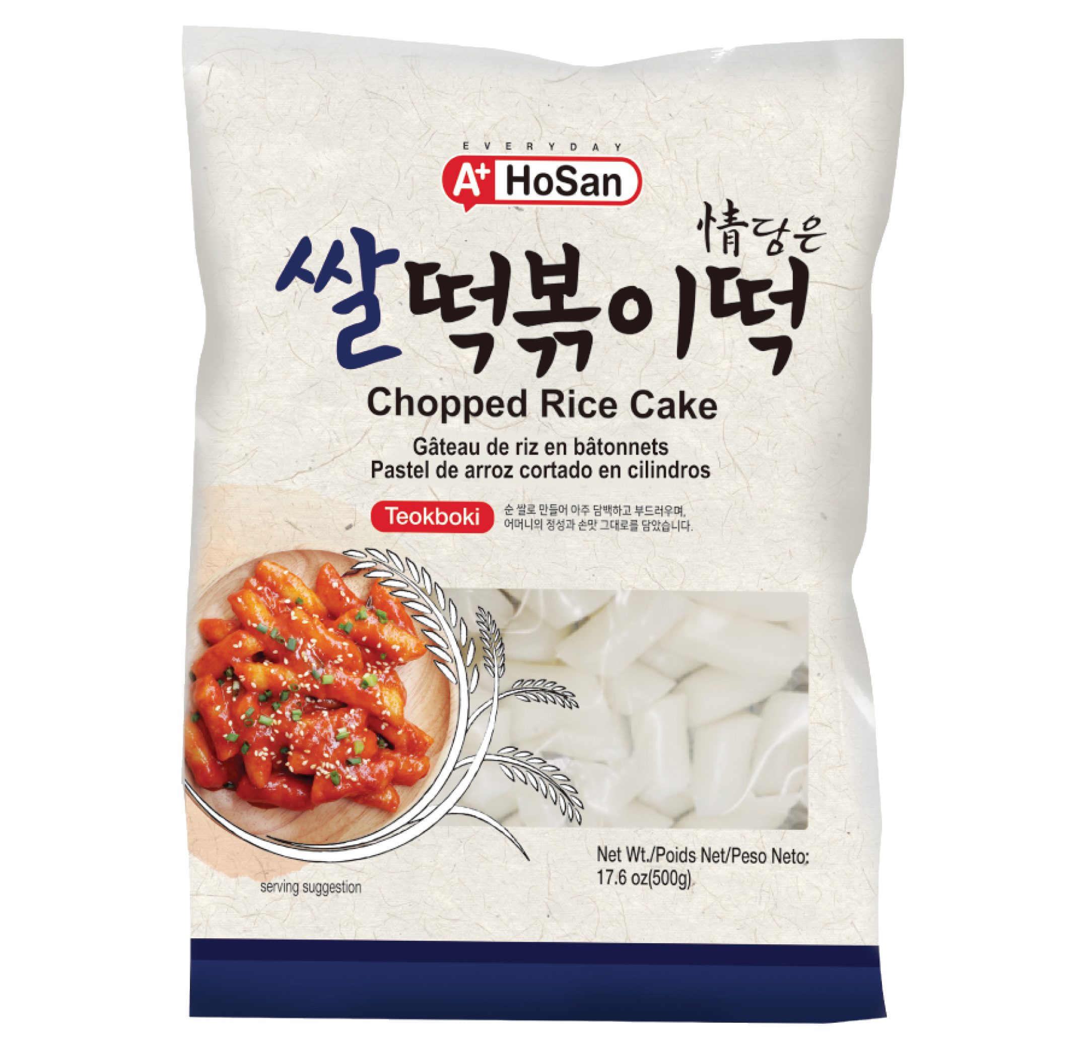 A+ HOSAN Rice Cake Sticks (Tteokbokki) 500g