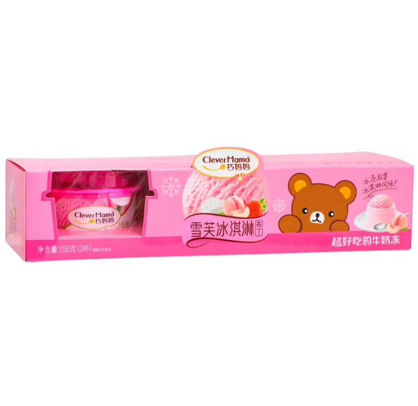 CLEVER MAMA Mini Ice Cream White Peach | Strawberry | Yogurt Pudding 150g