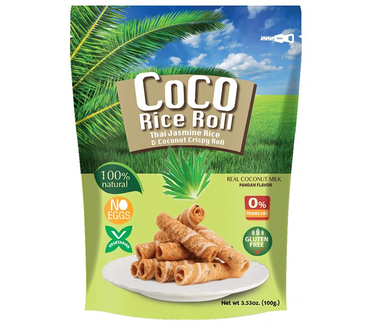 COCO Crispy Rice Roll Pandan 100g