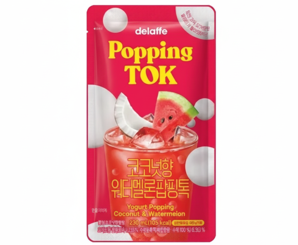 DELAFFE Coconut Watermelon Popping Tok (Korean Pouch Drink) 230ml