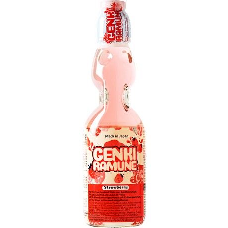 GENKI RAMUNE Soda Drink Strawberry 200ml