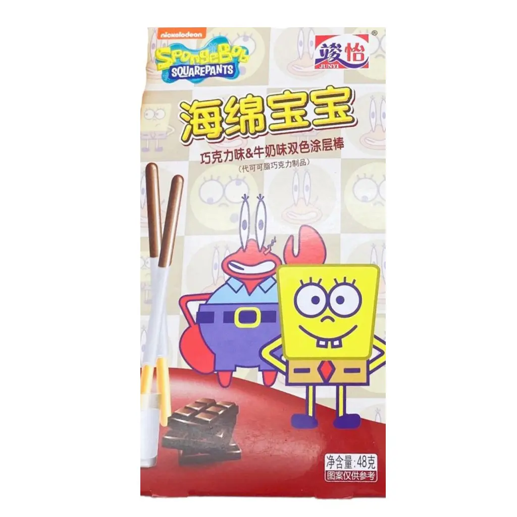JUNYI SpongeBob Milk & Chocolate Pocky 48g