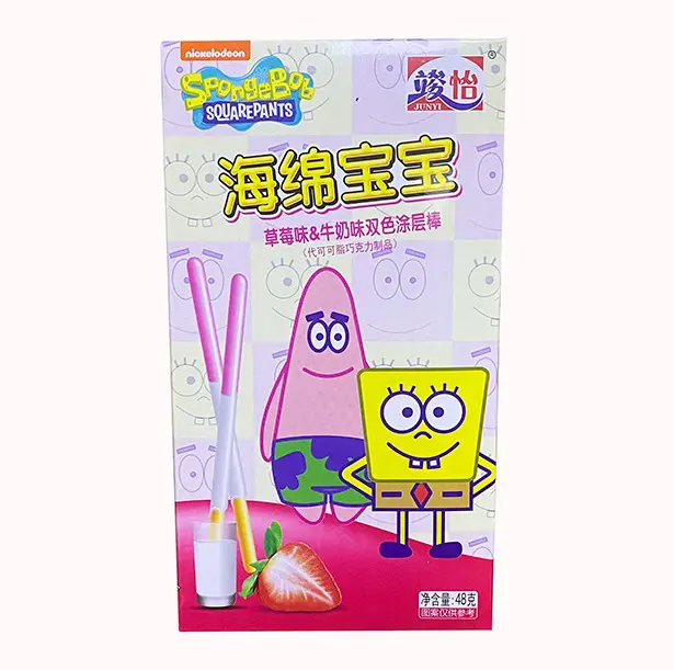 JUNYI SpongeBob Milk & Strawberry Pocky 48g