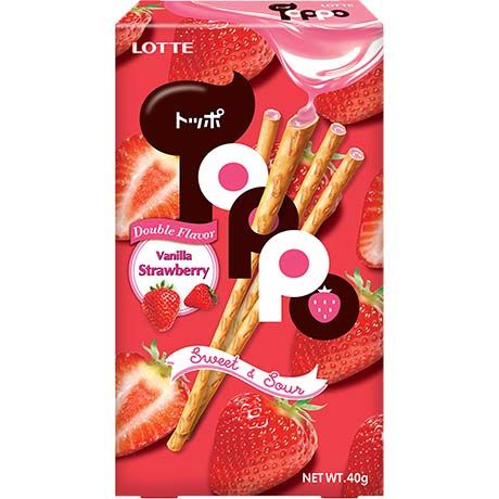 LOTTE TOPPO Pretzel Sticks Vanilla Strawberry 40g