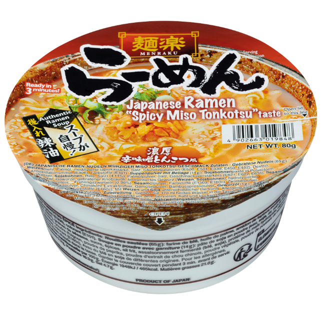 MENRAKU Cup Ramen Spicy Miso Tonkotsu 80g