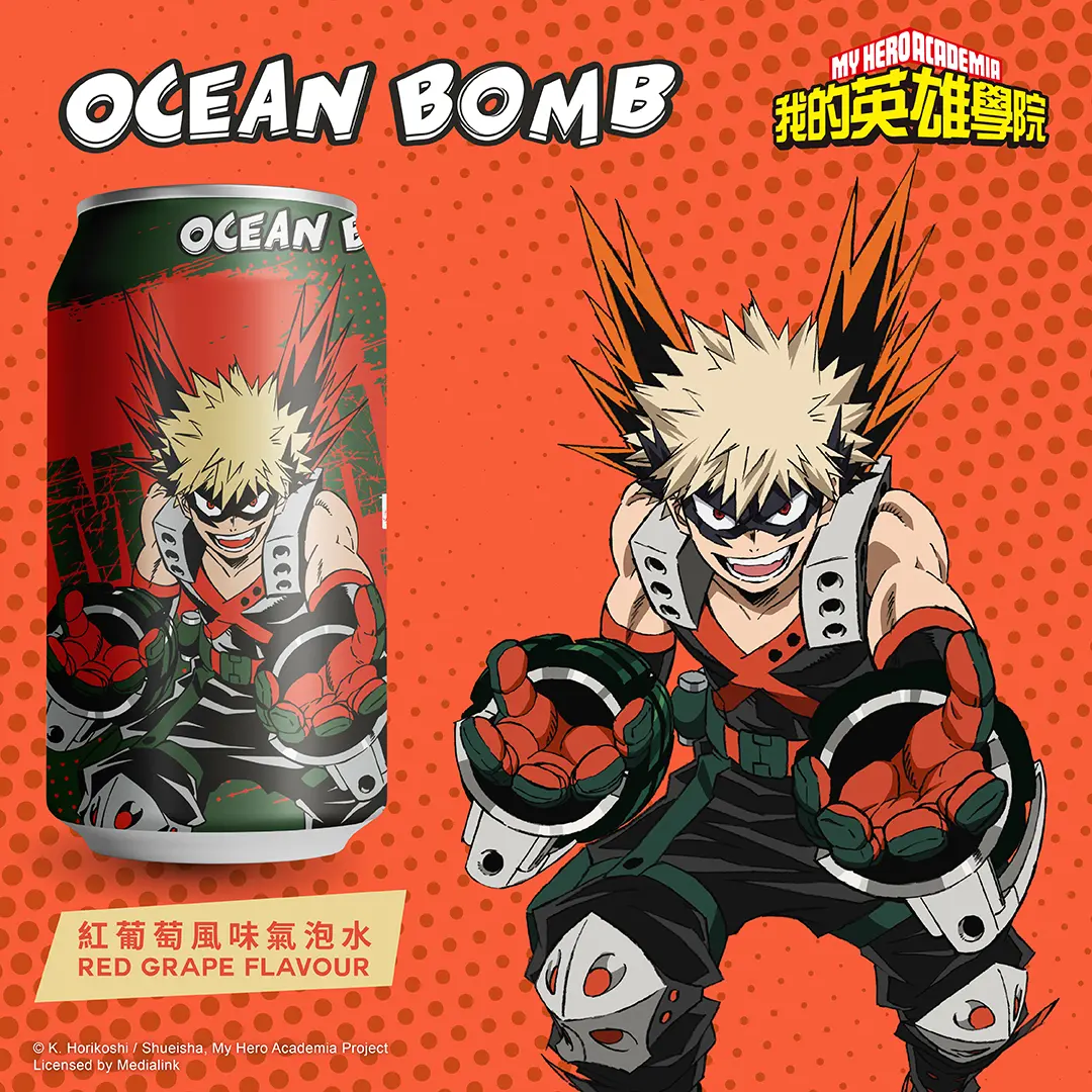 OCEAN BOMB My Hero Academia Kacchan Red Grape 330ml