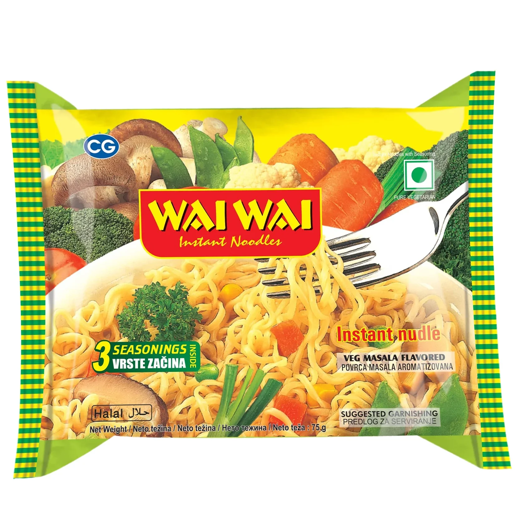 WAI WAI Instant Noodles Vegetable 75g